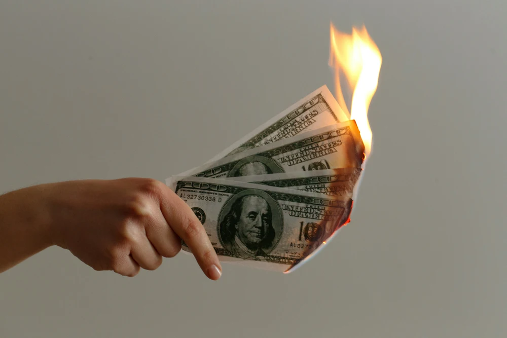 money on fire